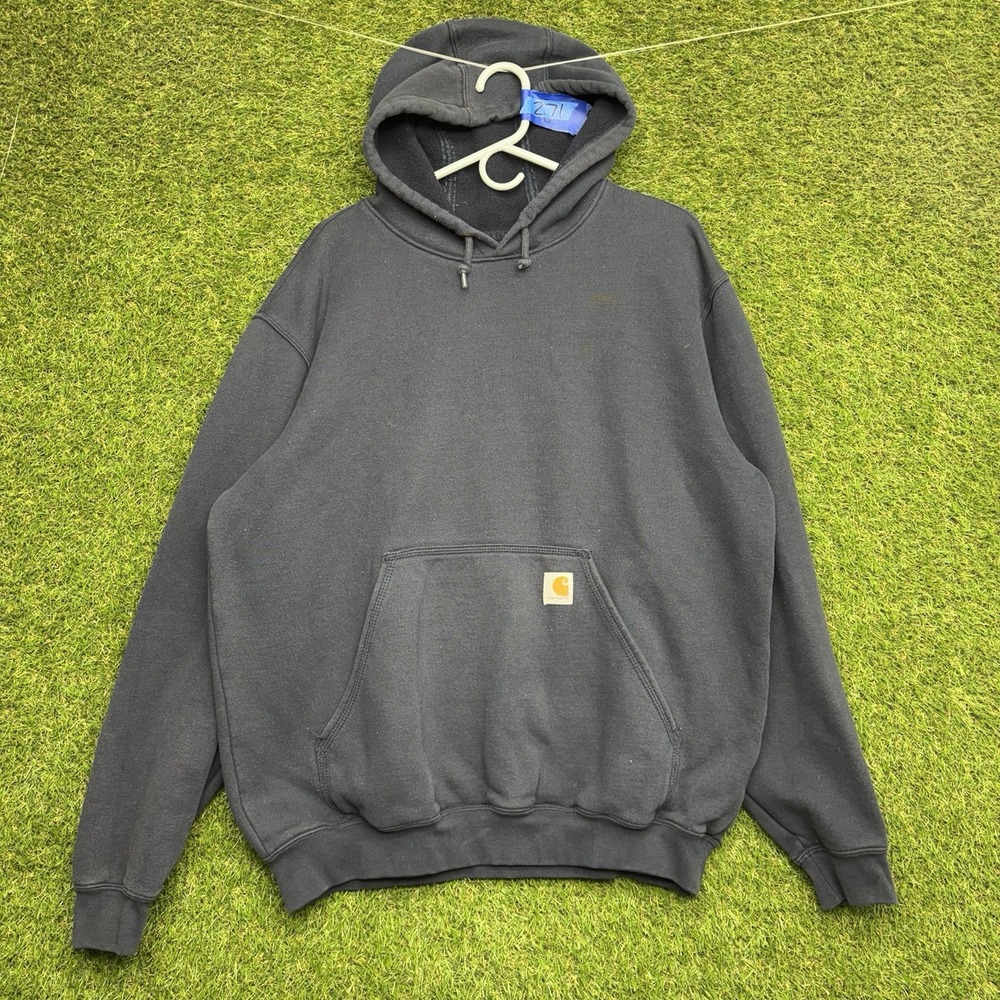 Carhartt Hoodie Mens Large Navy Original Fit Pullover Sweatshirt Logo Y2K